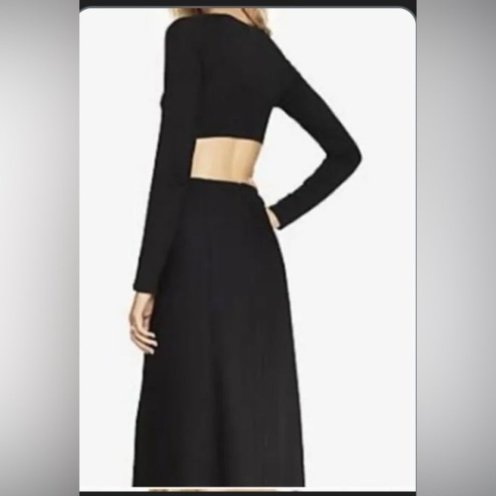 Express Black V-Neck Long Sleeve Open Back Dress
